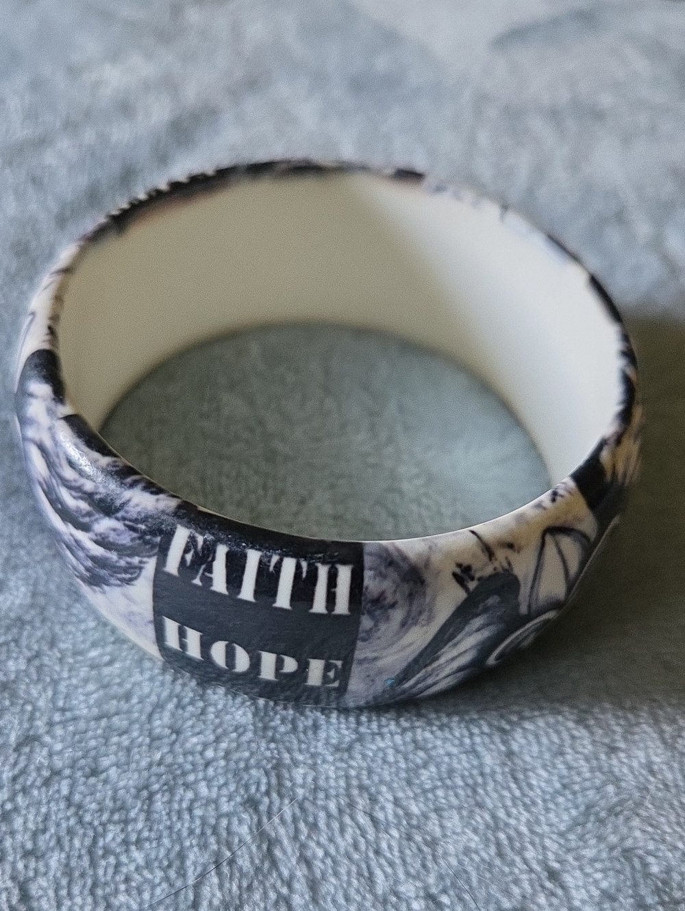 Faith Hope Love Grapgic Acrylic Bangle Bracelet.